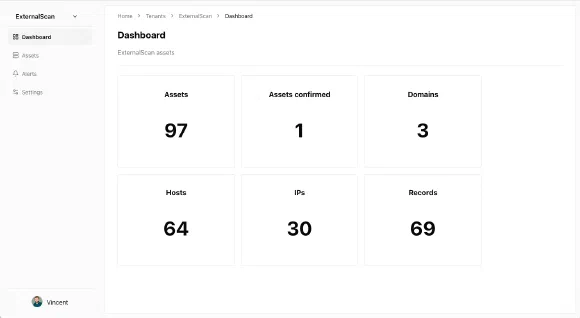 Tableau de bord ExternalScan EASM